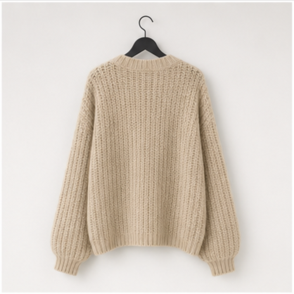 Women's Chunky Knit Open Front Sweater Long Sleeve Button Loose Short Cardigan Outerwear Coats - back view