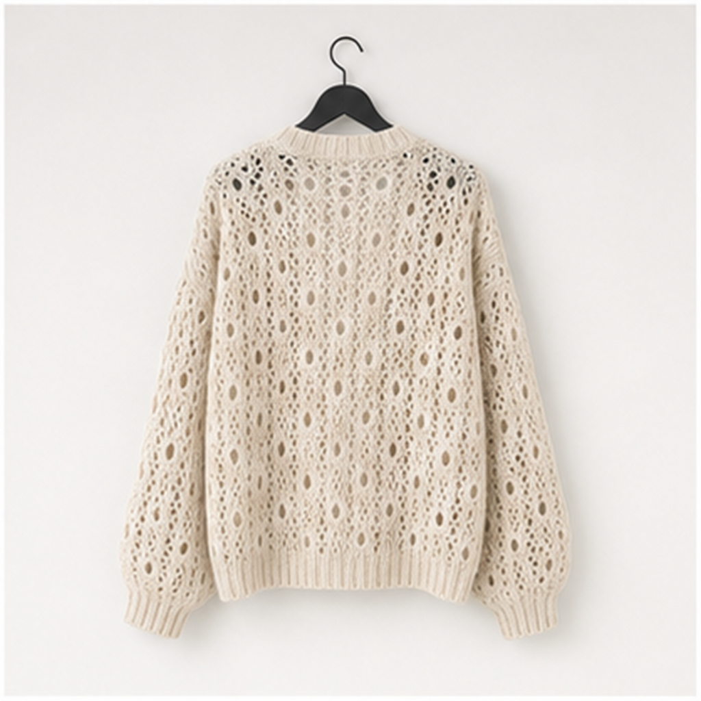 Women's Crochet Cardigan Sweater Kimonos Boho Solid Color Oversized Spring Open Front Outwear - back view