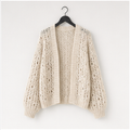 Women's Crochet Cardigan Sweater Kimonos Boho Solid Color Oversized Spring Open Front Outwear - front view