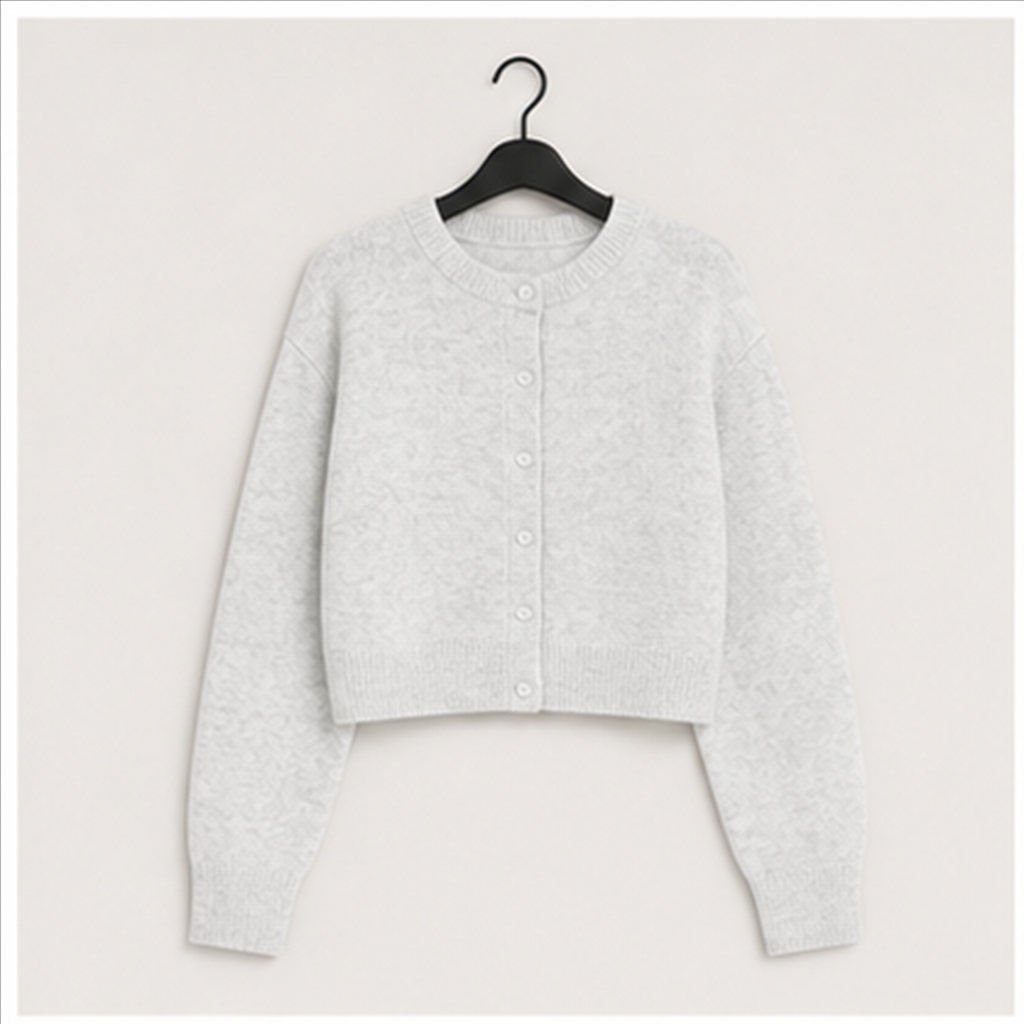 Women's Cropped Cardigan Sweaters Lightweight Long Sleeve Button Up Knit Cardigan Fashion Outfits - front view