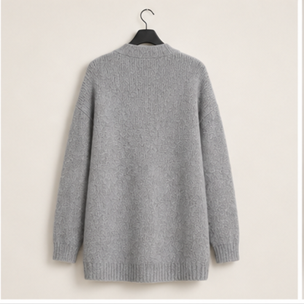 Long Sleeve Crewneck Button Down Women's Sweaters Fall Open Front Chunky Cardigan Sweaters for Women - back view