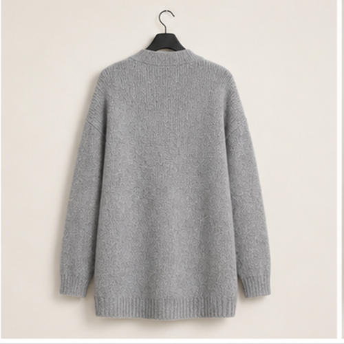 Long Sleeve Crewneck Button Down Women's Sweaters Fall Open Front Chunky Cardigan Sweaters for Women - back view