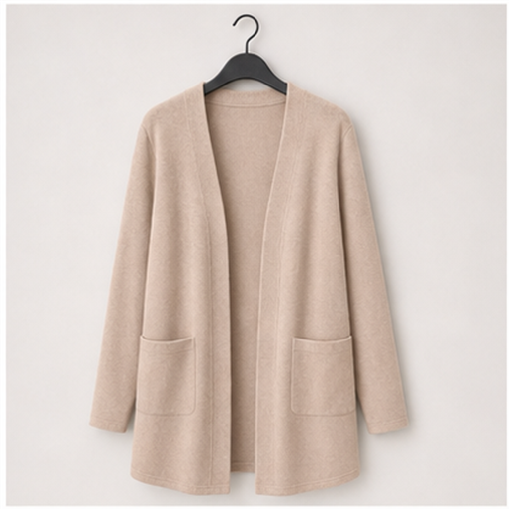 Women Long Sleeve Open Front Casual Cardigans with Pockets - front view