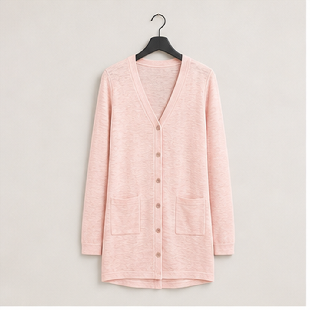 Women's Lightweight Cardigan Summer Long Open Front Button Down Trendy Loose Outwear with Pockets - front view