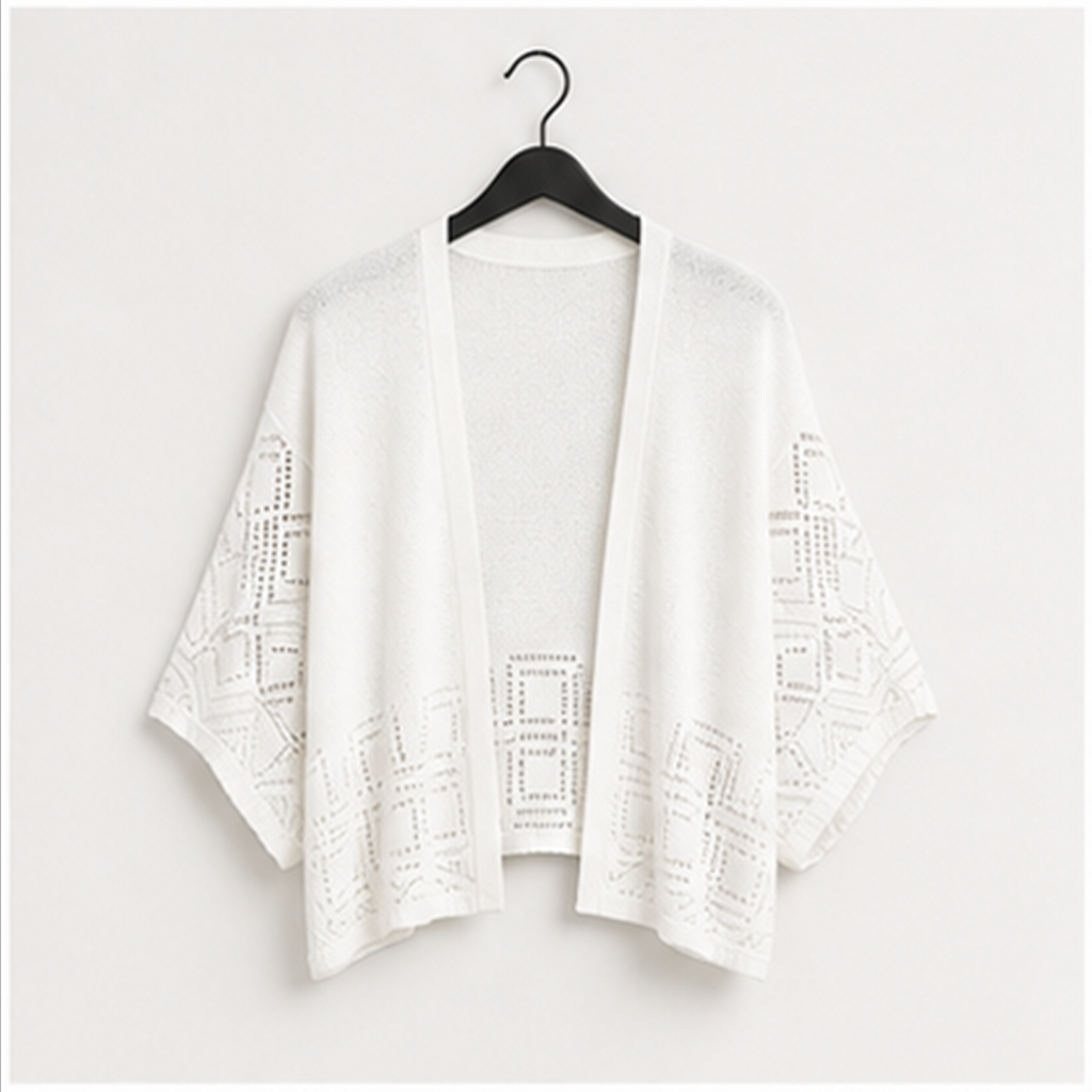 Women's Summer Crochet Cardigans, Short Sleeve Cropped Bolero Shrug, Lightweight Open Front Sweater Outwear - front view