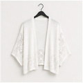 Women's Summer Crochet Cardigans, Short Sleeve Cropped Bolero Shrug, Lightweight Open Front Sweater Outwear - front view
