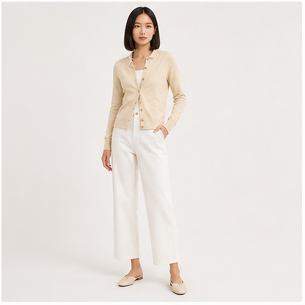 Women's Crewneck Cardigan - model view