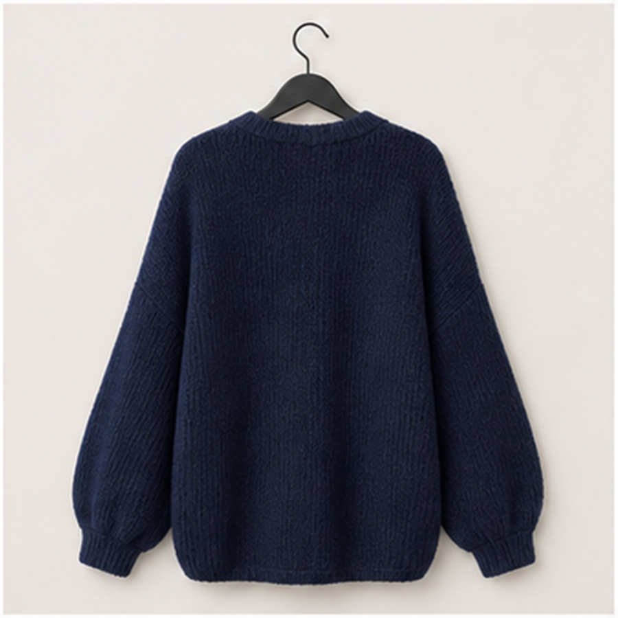 Women's Oversized Cardigan Sweaters Fall Long Lantern Sleeve Knit Open Front Lightweight Sweater - back view