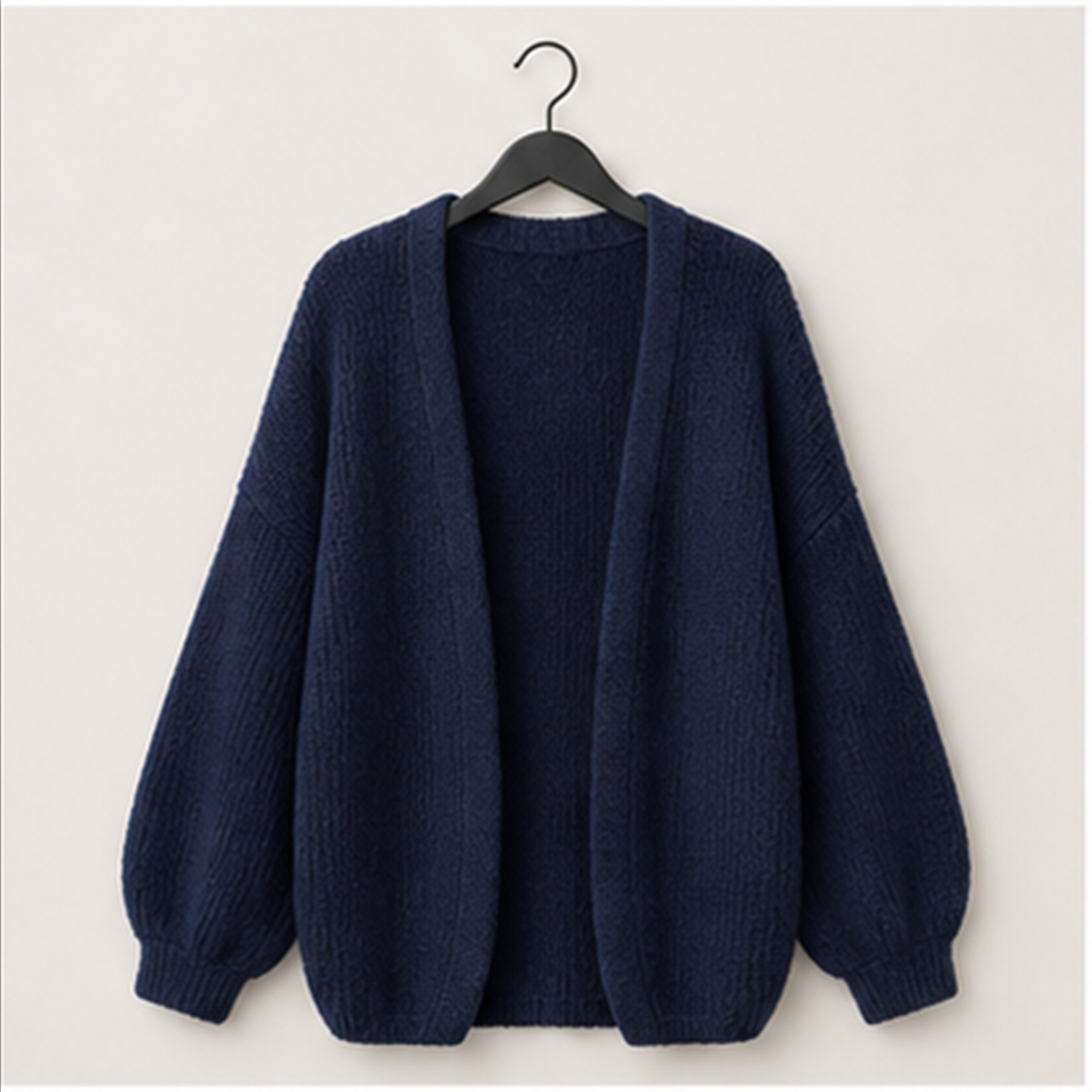 Women's Oversized Cardigan Sweaters Fall Long Lantern Sleeve Knit Open Front Lightweight Sweater - front view