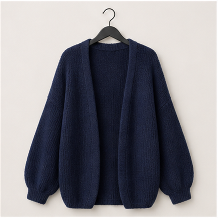 Women's Oversized Cardigan Sweaters Fall Long Lantern Sleeve Knit Open Front Lightweight Sweater - front view