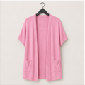 Women's Short Sleeve Cardigan Summer Fashion Top Casual Dressy Loose Lightweight Cardigans with Pockets - front view