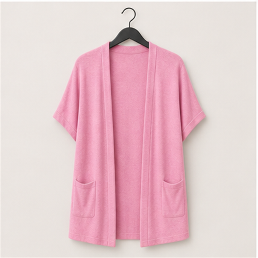 Women's Short Sleeve Cardigan Summer Fashion Top Casual Dressy Loose Lightweight Cardigans with Pockets - front view