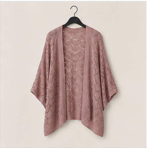 Women Batwing Sleeve Crochet Bolero Shrug Sweaters Lightweight Beach Boho Kimono - front view