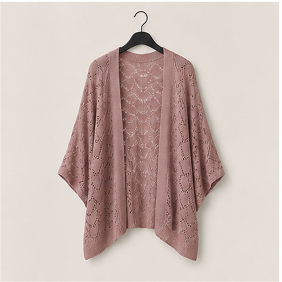 Women Batwing Sleeve Crochet Bolero Shrug Sweaters Lightweight Beach Boho Kimono - front view