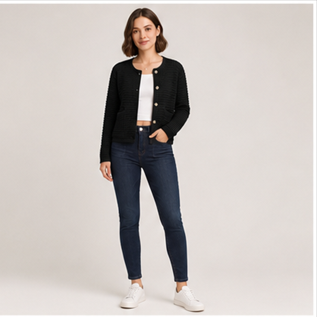 Women's Knit Cardigan Sweaters Fall Fashion Long Sleeve Open Front Button Down Trendy Casual Jacket Winter Clothes - model vi