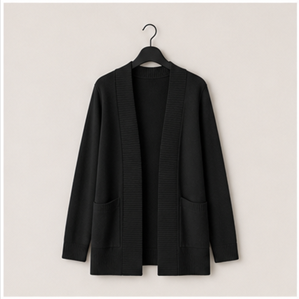 Women's Lightweight Open Front Knit Cardigan Sweater Long Sleeve with Pocket - front view