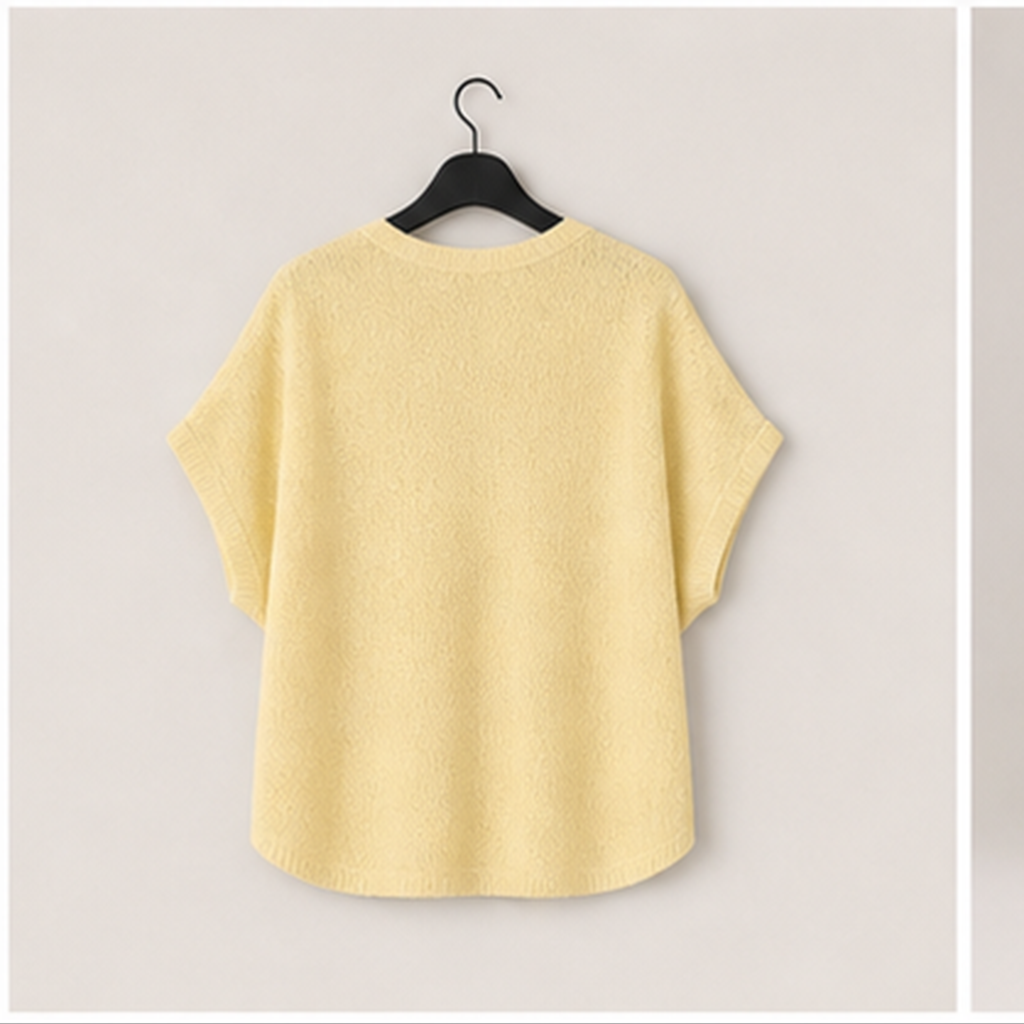 Women's Summer Oversized Cardigans Batwing Short Sleeve Lightweight Button V Neck Casual Knit Sweater Tops - back view