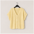 Women's Summer Oversized Cardigans Batwing Short Sleeve Lightweight Button V Neck Casual Knit Sweater Tops - front view