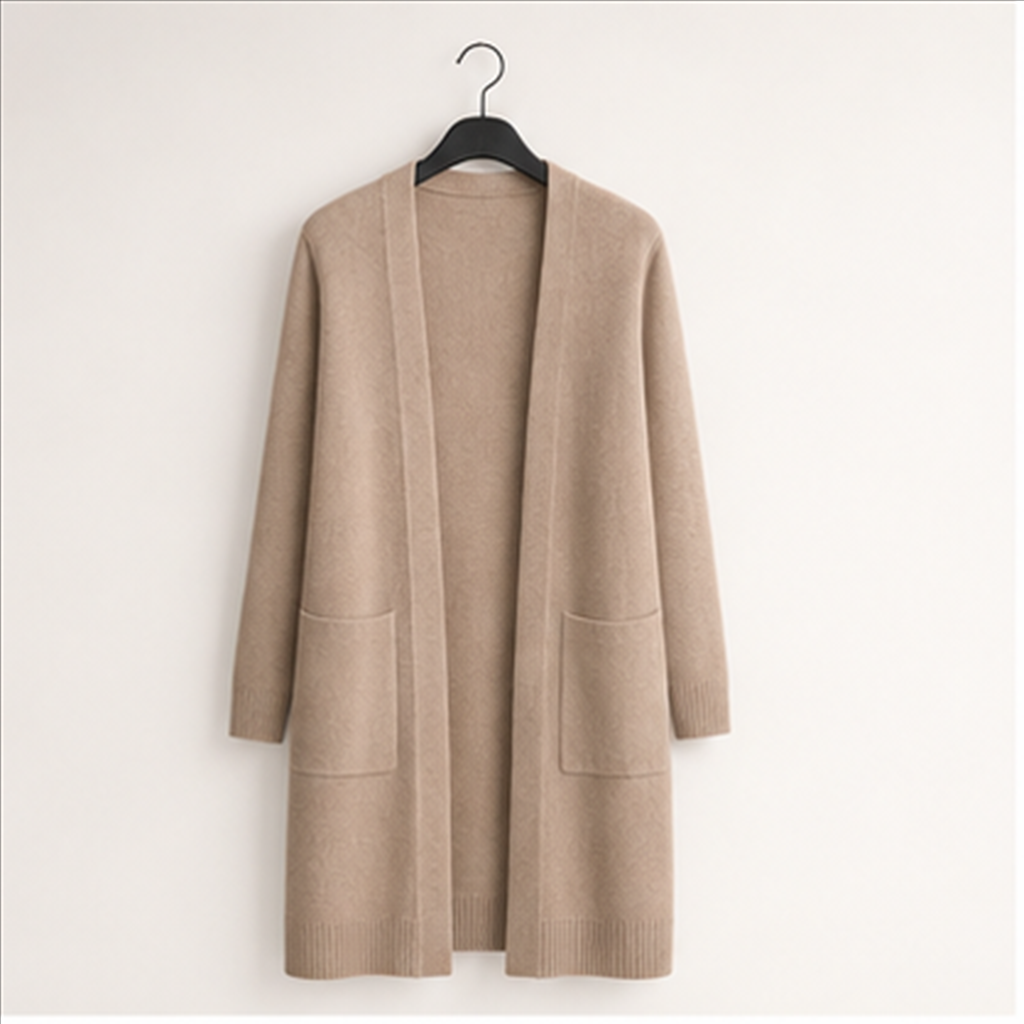 Women's Long Cardigan Sweaters Lightweight Sweater Long Sleeve Open Front Casual Knit Duster Cardigans with Pocket - front vi