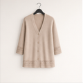 Women Casual 3/4 Sleeve Lightweight Cardigans Summer Spring Button Down Sweater Tops - front view