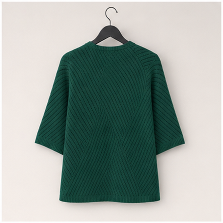 Women Short Sleeve V Neck Crochet Kimonos Loose Open Front Hollow Out Cover Ups - back view