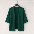 Women Short Sleeve V Neck Crochet Kimonos Loose Open Front Hollow Out Cover Ups - front view