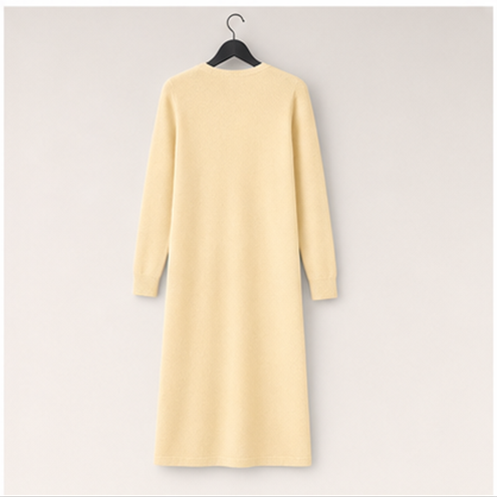 Women's Long Cardigan Trendy, Lightweight Knit Dusters Coat, V Neck Button Up Sweater Maxi Dress - back view
