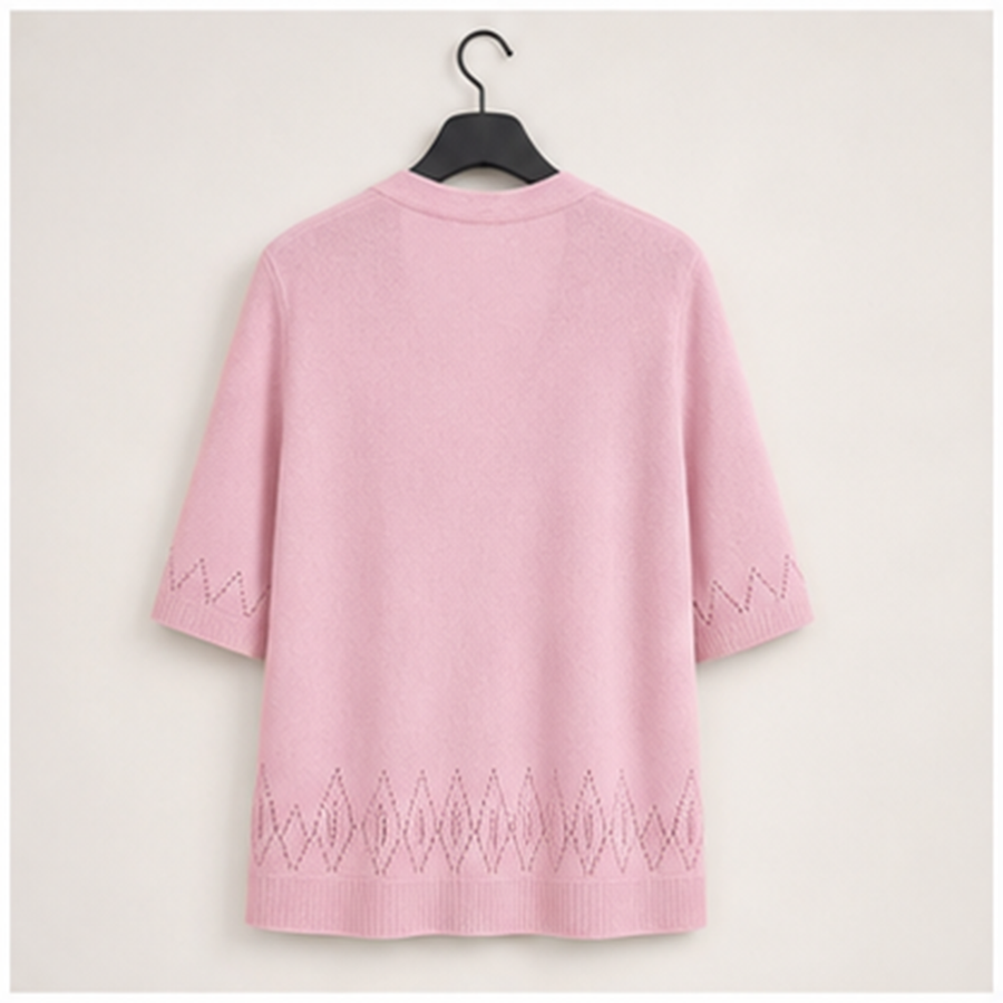 Women's Short Sleeve Spring Sweater, Lightweight Cotton Cardigan, Button Up V Neck Dressy Casual Cute Tops - back view
